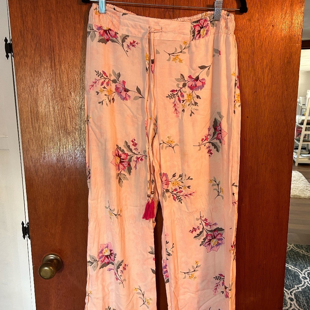 Pink floral palazzo pants